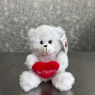 White Teddy Bear with Heart 6’’