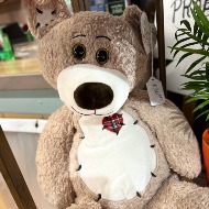 large Teddy with plaid heart