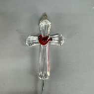 Crystal Cross with Red Bird