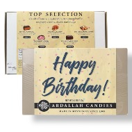 "Happy Birthday" box of Abdallah Chocolates