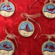 Assorted wood ornament by local artist David Mucci