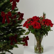 Holiday Red Roses Vase