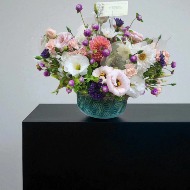 Locally grown for you in blue ceramic container