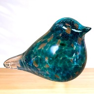 Solid Glass Blue Bird - five inch by three inch