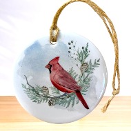 Three Inch Porcelain Cardinal Adornment
