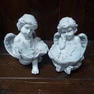 Resin Cherub with Flower