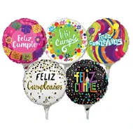 Spanish Happy Birthday Stick Balloons 9 inch