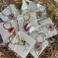 Dried Flower Keychain & Earrings
