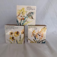 Inspirational Floral Wood Blocks