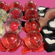 Preserved rose globes and Heart boxes