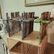 Beautiful keepsake wooden cross stakes