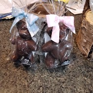Chocolate Bear with blue or pink bow