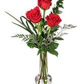Triple red rose bud vase