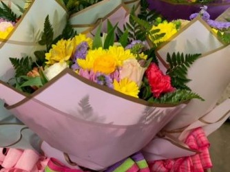 Lovely handwrapped bouquets