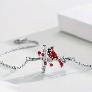 Thin Chain Cardinal Cross Bracelet