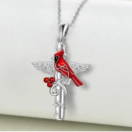 Cardinal Cross with Wings Necklace