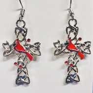 Cardinal Cross Dangle Earings