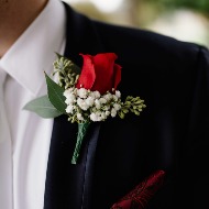 MAN'S ROSE BOUTONIERE FOR FUNERAL SERVICE
