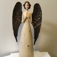 Angel With Metal Wings 13” Tall