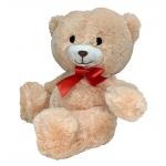 Plush Tan Bear with Red Bow