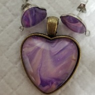 Heart Shaped Hand Painted Necklace and Earring Set