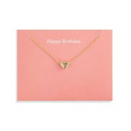 Floral Card and Gold Heart Necklace - 16in