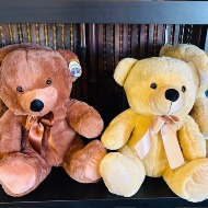 Plush Bears,  Tan, Brown, Hot Pink, and Lavender
