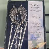 Silver Angel wings windchime with crystals