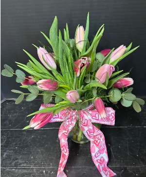 1 Bunch Vased Tulips Spring seasonal mix