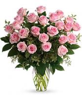 Sweet Pink Roses Vase Arrangement