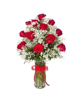 1 Dozen Roses Red Flower Arrangement