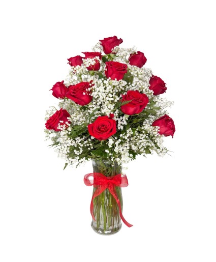 1 Dozen Roses Red Flower Arrangement
