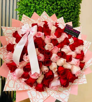 100 red and pink rose bouquet 