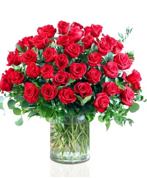 100 Red Roses in vase fresh flower arrangement