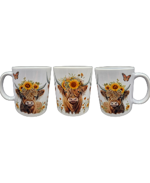 11oz Highland Cow & Sunflowers Mug 1 mug