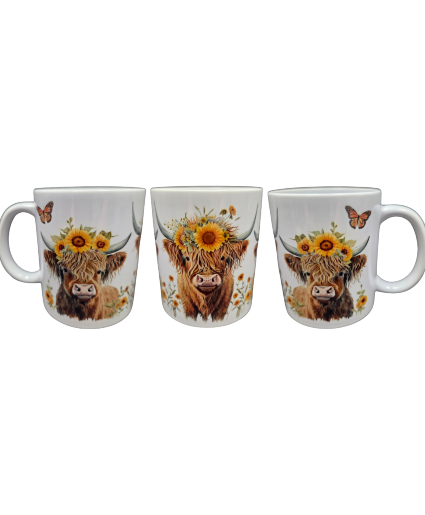 11oz Highland Cow & Sunflowers Mug 1 mug