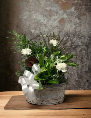 12" Wicker with Fresh Cut Flowers 