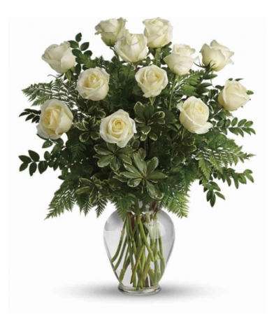 12 Elegant White Roses 