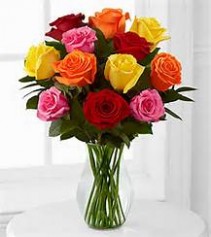 12 mixed roses 