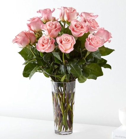 12 Pink Roses 