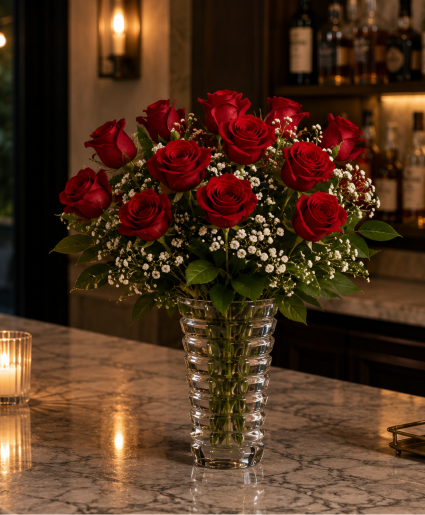 12 Red Roses Vase