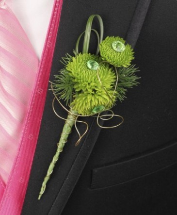 GO GREEN Prom Boutonniere in Albany, NY | Ambiance Florals & Events