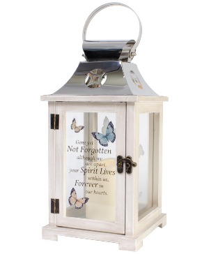 13.5" Butterfly Forever In Our Hearts Small Lantern
