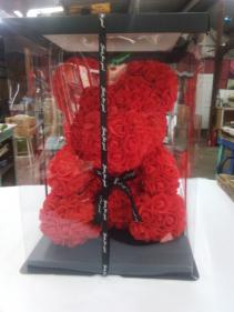 16 inches rose bear.  Pink or red artificial 16 inches rose bear artificial 