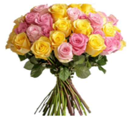 18 Pink/Yellow Rose Arrangement 