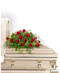 18 Red Roses Casket Spray Flower Arrangement