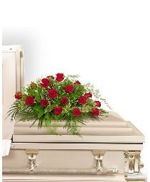 18 Red Roses Casket Spray Sympathy