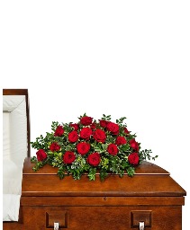 18 Rose Casket Spray Flower Arrangement
