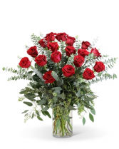 18 Roses Any Color Vased Arrangement