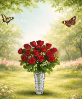 18 Roses arranged Vase of Roses